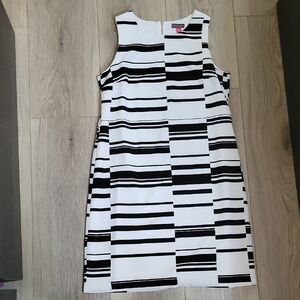Vince Camuto Black and White Geometric Midi Dress